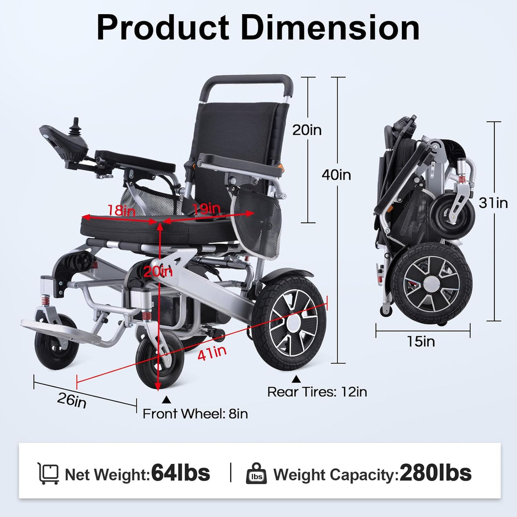 15 Miles Range Foldable Electric Wheelchair B7358