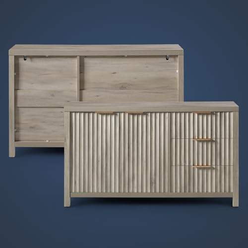 Natural 56" Fluted Sideboard Buffet Cabinet with Adjustable Shelves N9633
