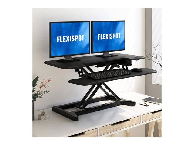 Black electric standing desk converter M477417