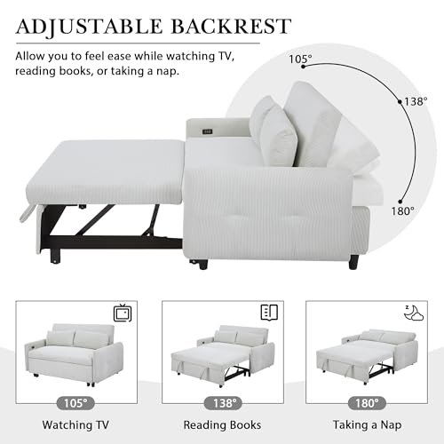 Blue Grey Corduroy 4 in 1 Convertible Sofa Couch Bed J95759