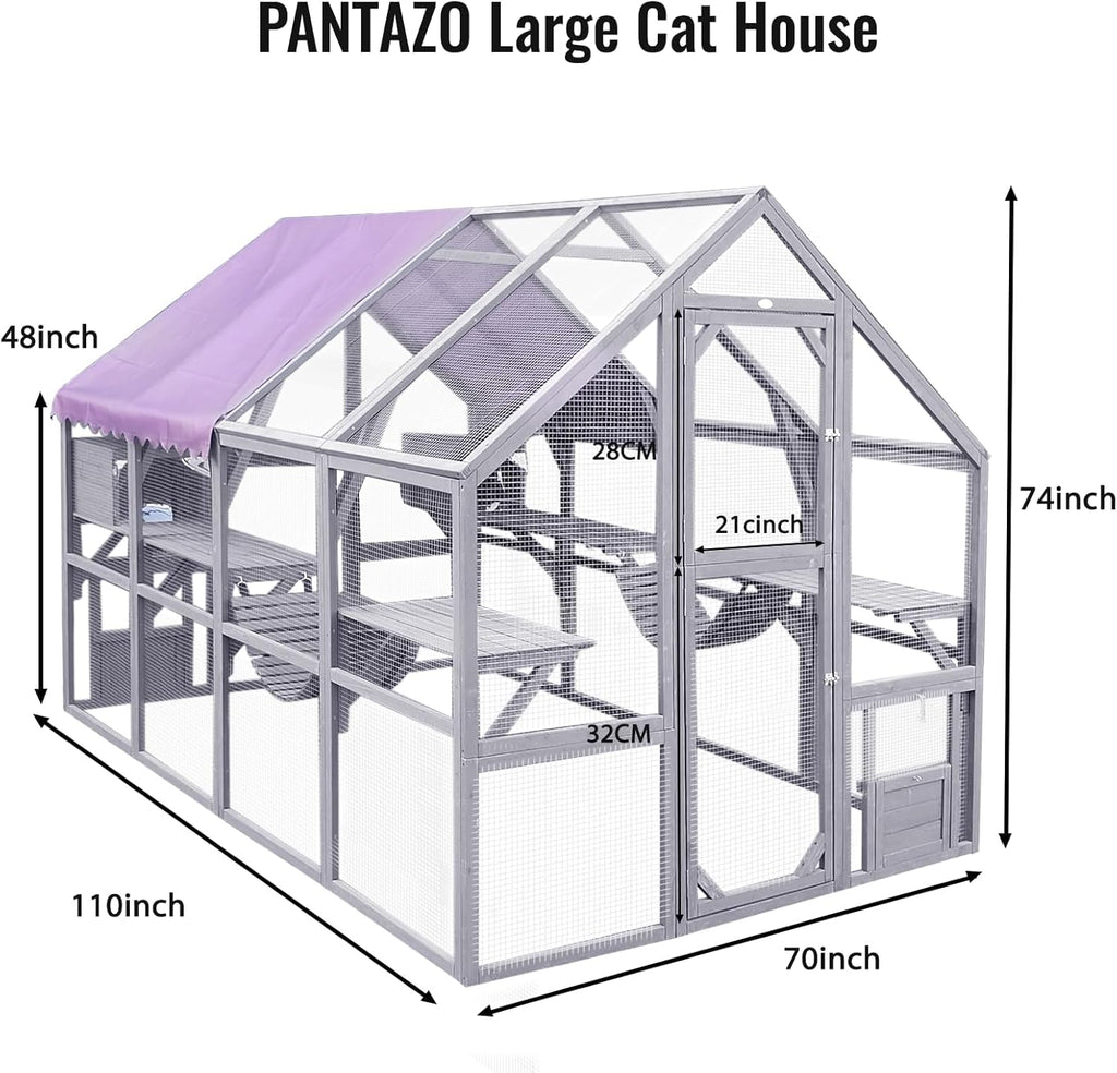 Large Catio Outdoor Cat Enclosure with Waterproof Roof L87602