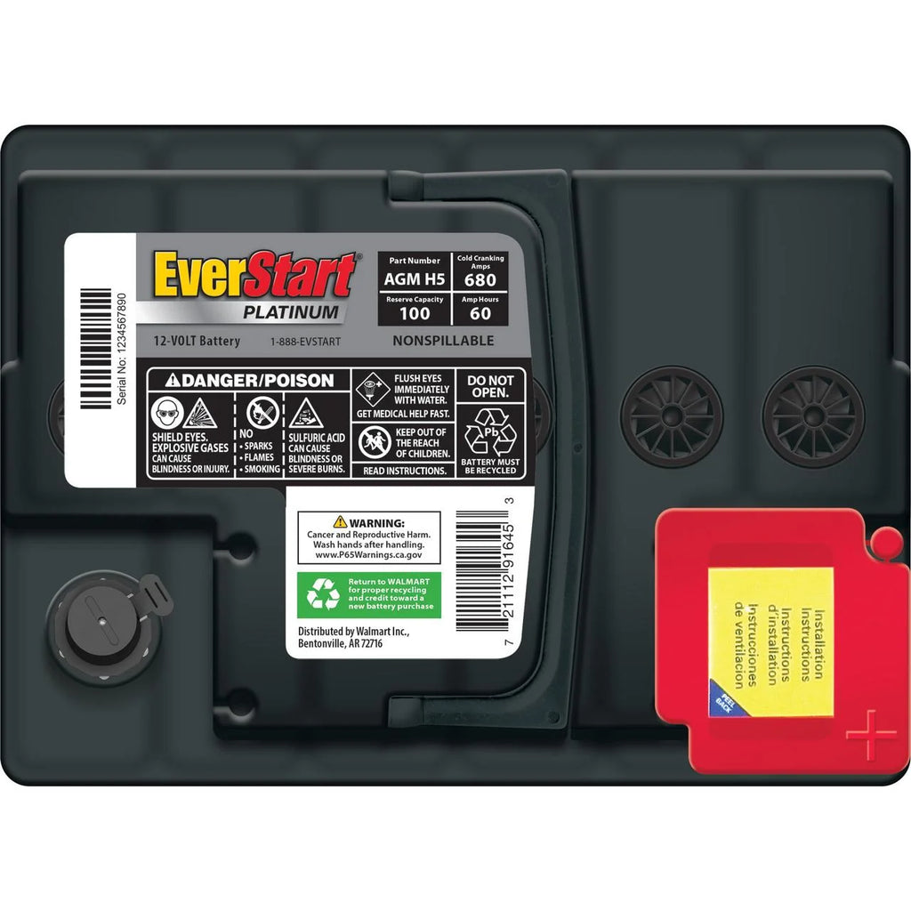 AGM Automotive Battery, Group Size H5 / LN2 / 47 12 Volt, 680 CCA U367261