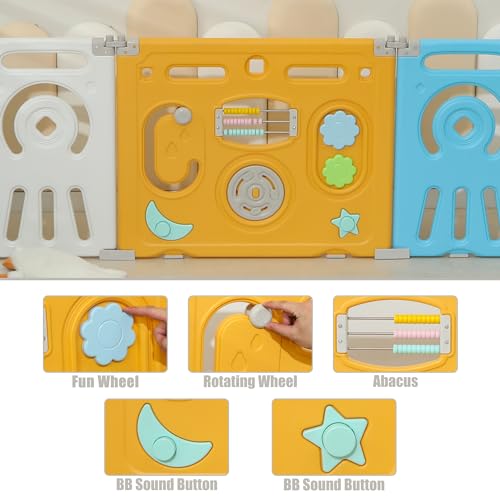 Grey & White 22 Panels Foldable Baby Playpen R3728