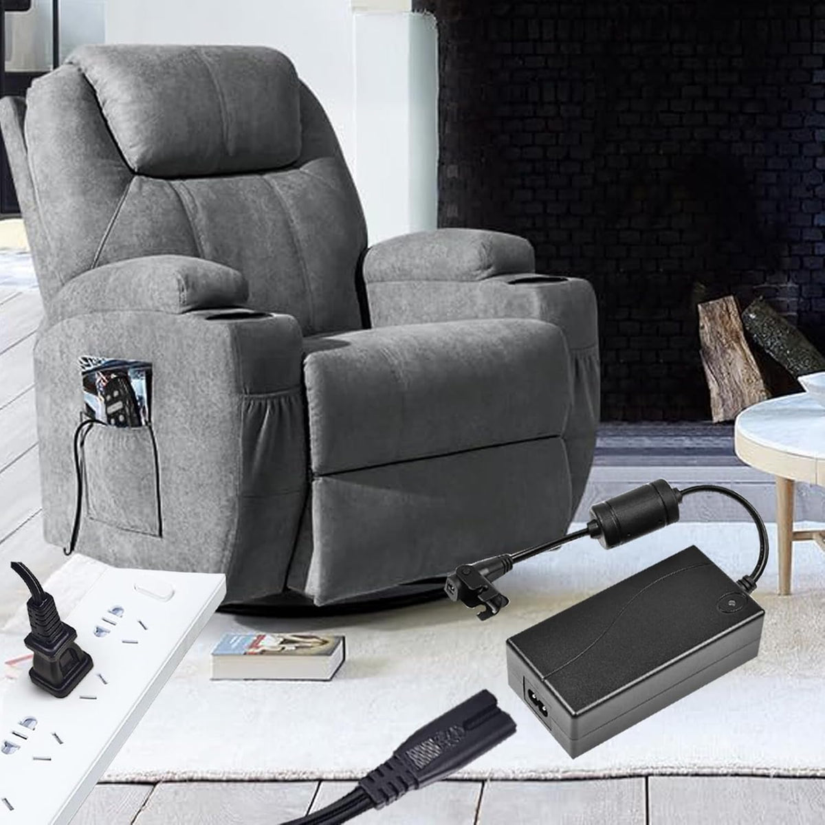 2-Pin Power Adapter with Extension L Shape Cable Cord for Lift Chair X110031