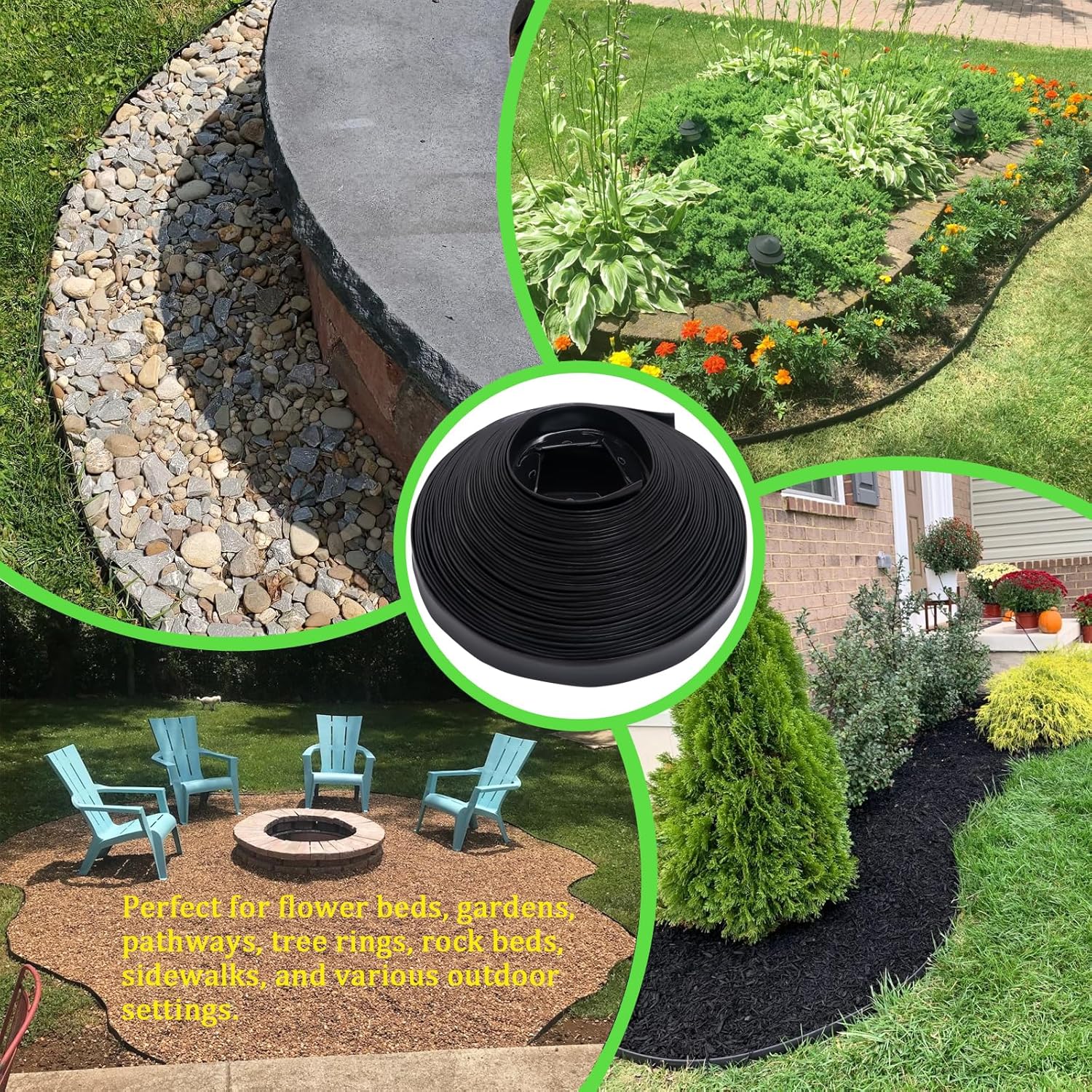 Black 100FT Landscape Edging Kit with 32 Anchoring Stakes S93720