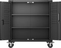 Black Metal Steel Storage Cabinet with Wheels and Pegboard F631884