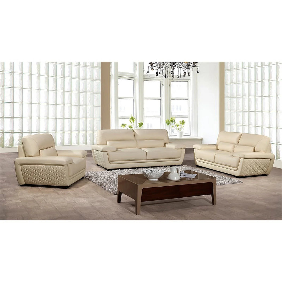 Cream Italian Leather Sofa O199