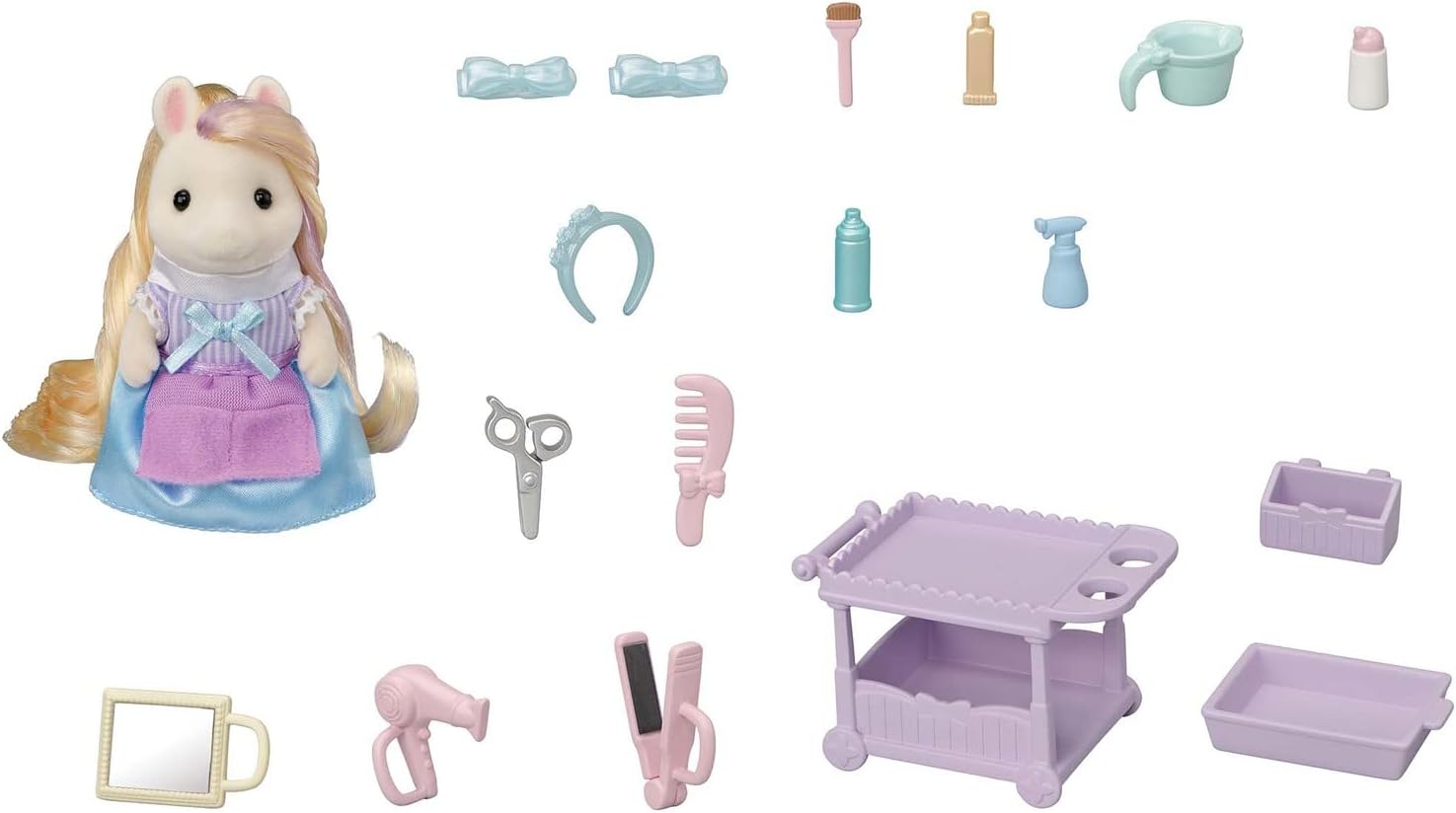 Pony's Hair Stylist Set Dollhouse Playset with Figure and Accessories Z643