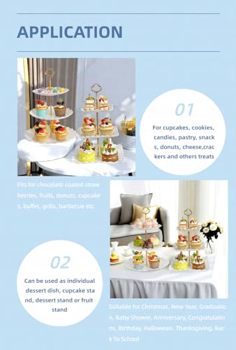 2 Pack White 3 Tier Plastic Dessert Cupcake Stand D598