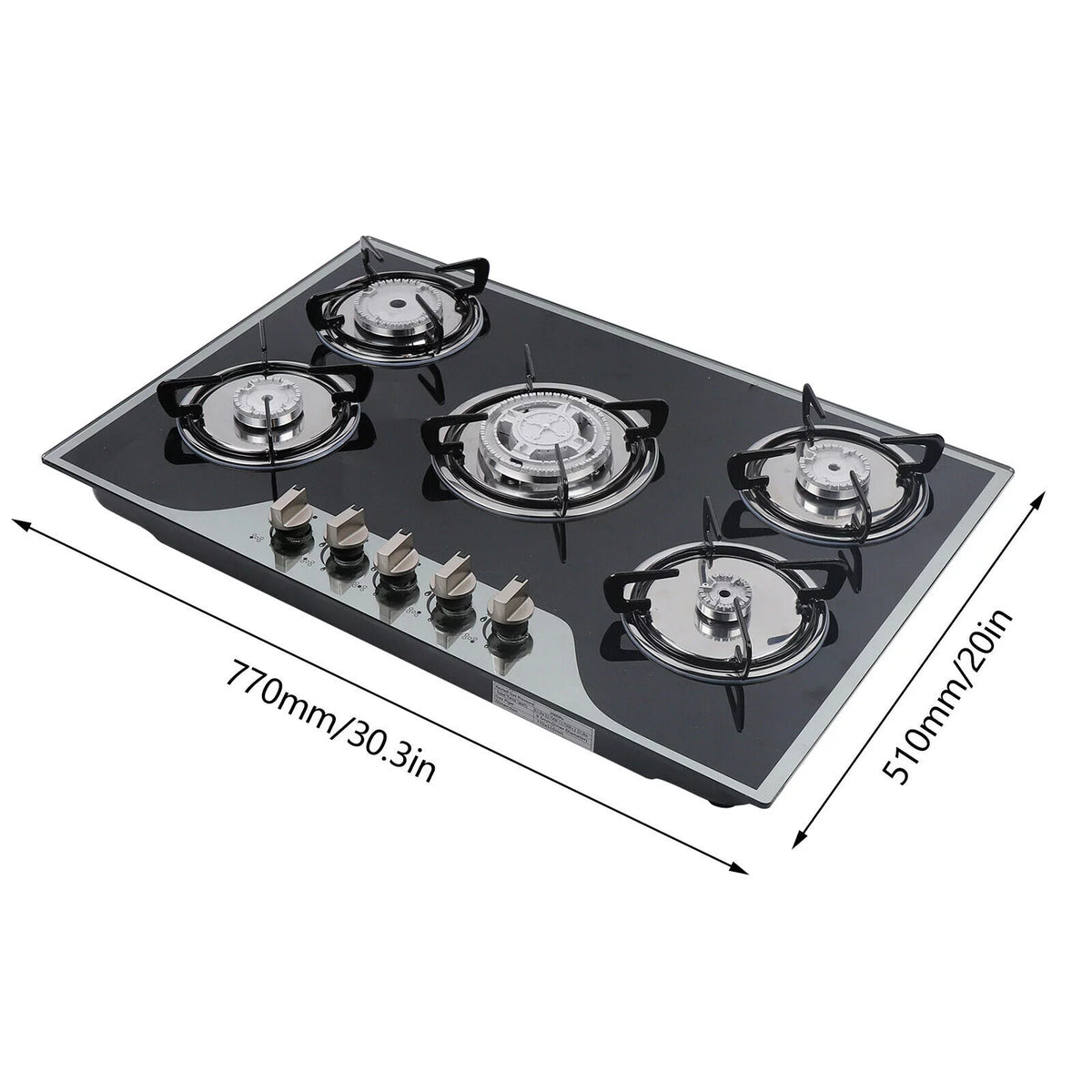 30" 5 Burner Gas Cooktop with Tempered Glass P8046