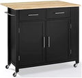 Black Wood Top Drop Leaf Kitchen Island T637