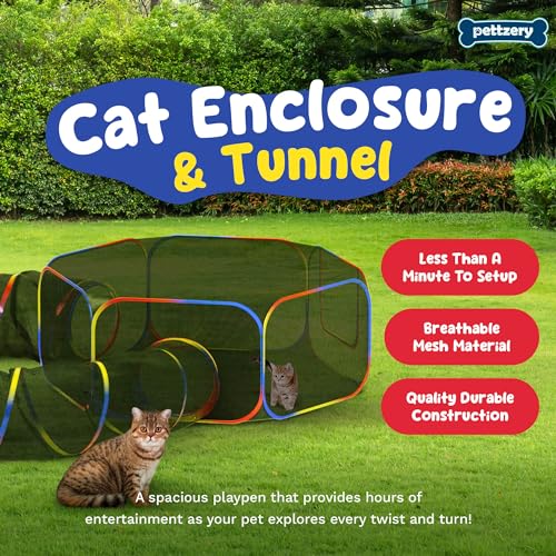 Outdoor Cat Enclosure - Portable Catio Playground Tent & Tunnels C83936