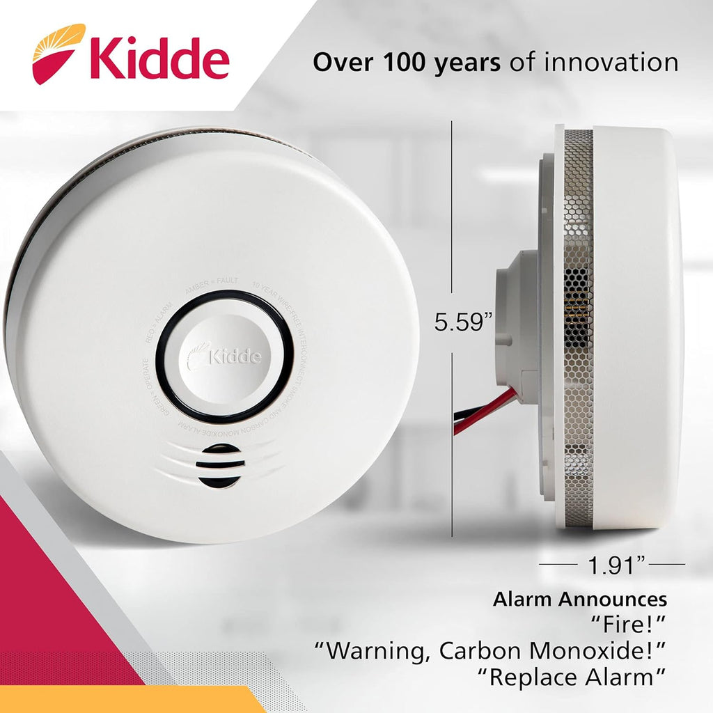 Wireless Hardwired Smoke Detector with 10-Year Battery Backup and Photoelectric Sensor V533747