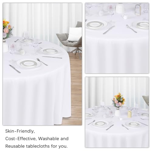12 Pack White 120 Inch Round Polyester Tablecloth P62072