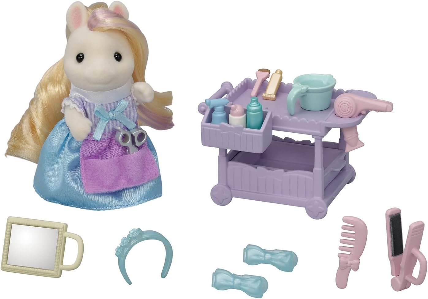 Pony's Hair Stylist Set Dollhouse Playset with Figure and Accessories Z643