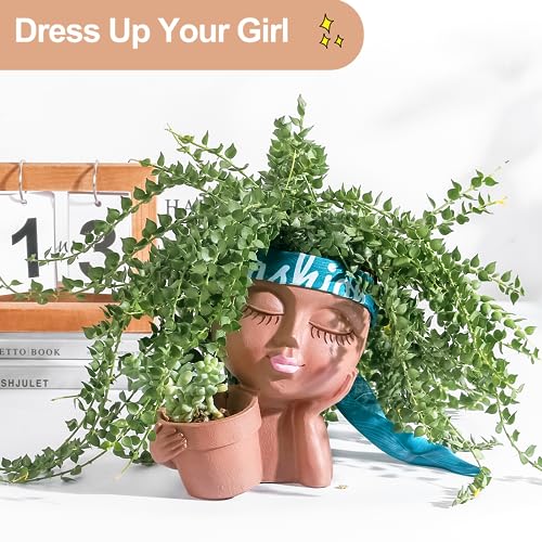Khaki Lady Face Planter Pot with Drainage Hole A57503