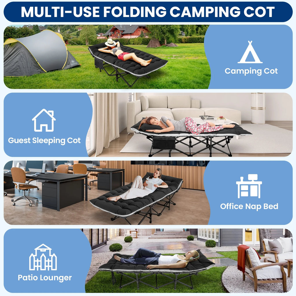 Portable Folding Bed with Removable Thick Mattress and Carry Bag G19416