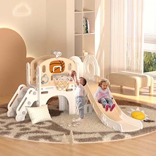 8 in 1 Toddler Slide Set with Basketball Hoop and Ball B574