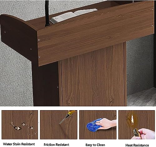 Wood Stand Floor Standing Podium with Storage Shelf H9892