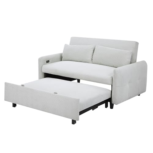 Blue Grey Corduroy 4 in 1 Convertible Sofa Couch Bed J95759