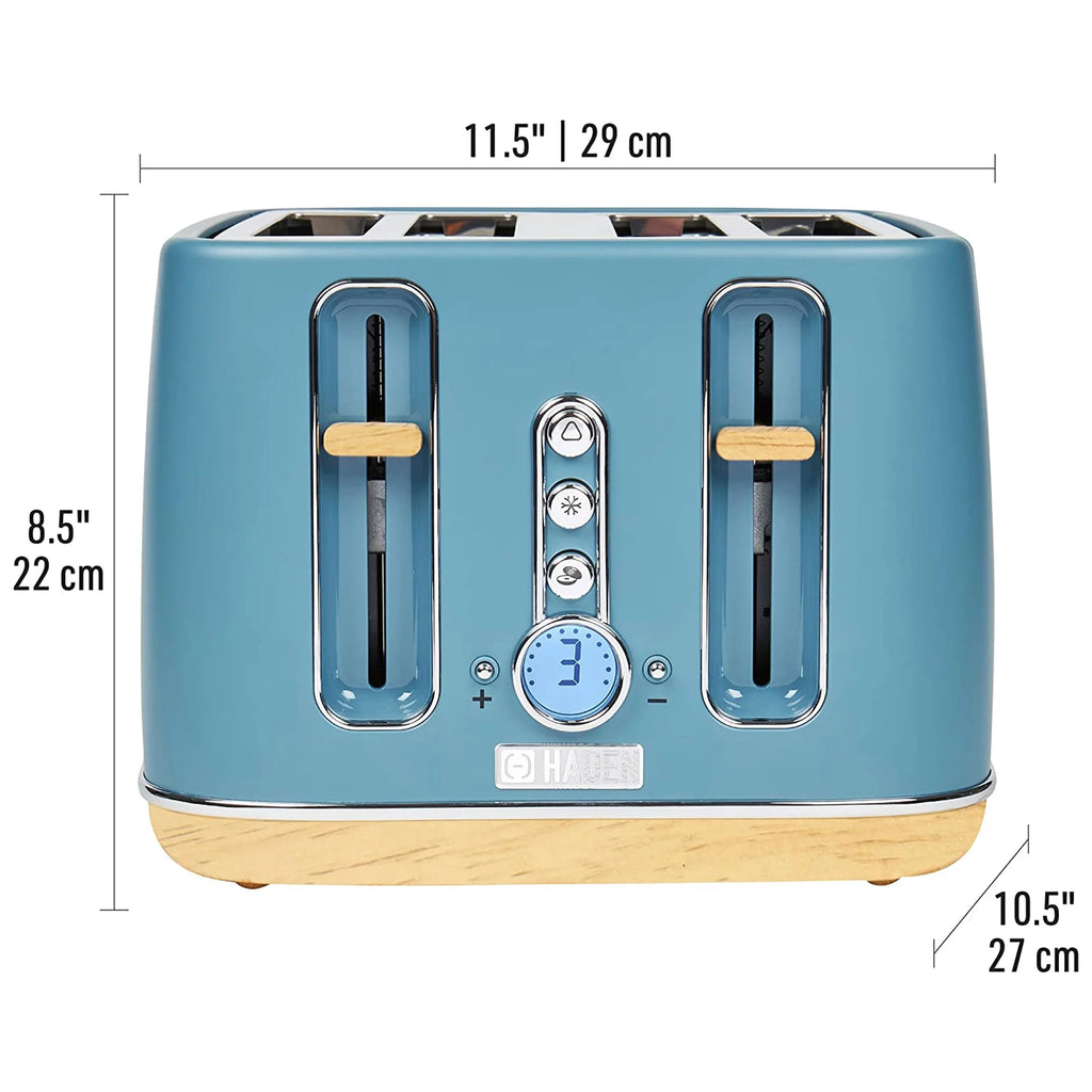 4 Slice Wide Slot Toaster Stone Blue A6298