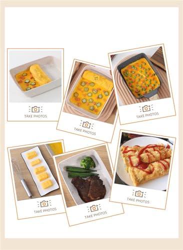 White Square Nonstick Tamagoyaki Pan with Lid and Oil Brush L399