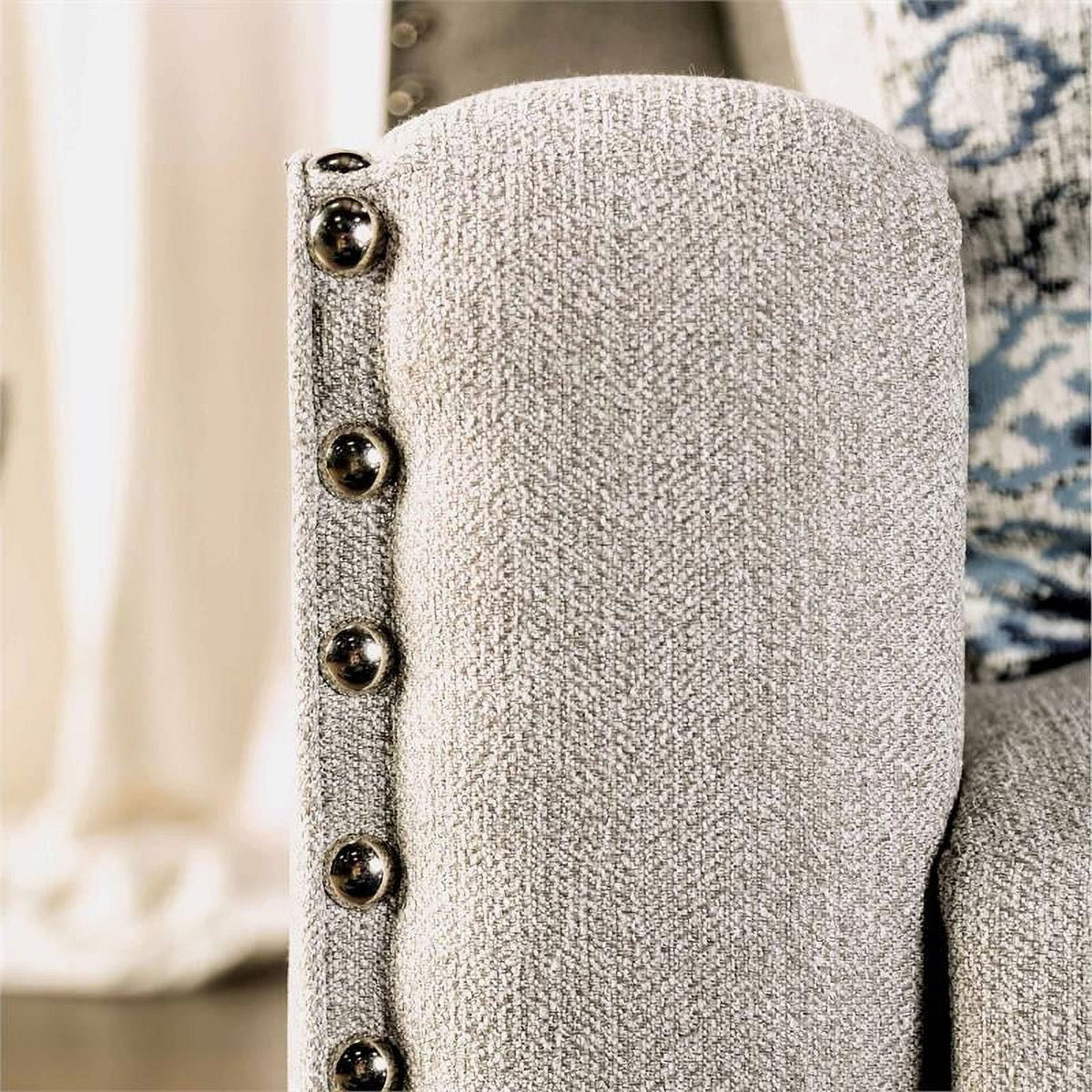 Light Gray Fabric Nailhead Sofa M629