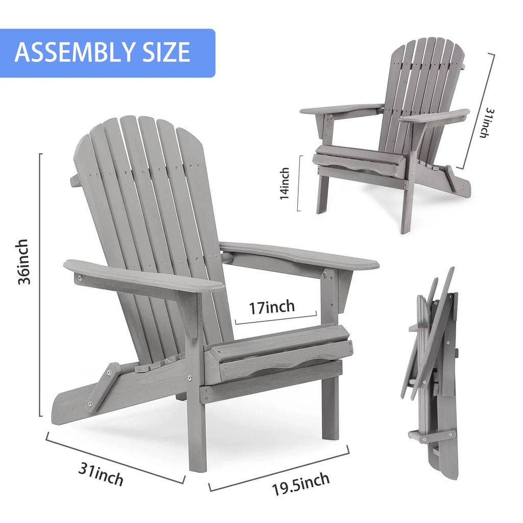 Gray Wooden Folding Adirondack Chair Set of 2 G8048