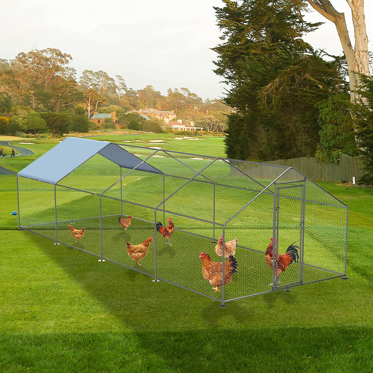 Large Metal Chicken Coop with Waterproof Anti-Ultraviolet Cover D2268