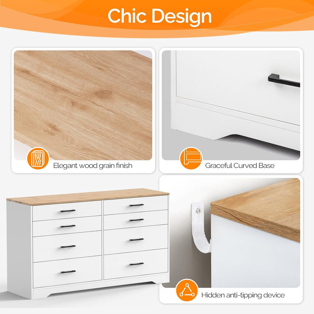 White 8 Drawer Wood Dresser Z91214