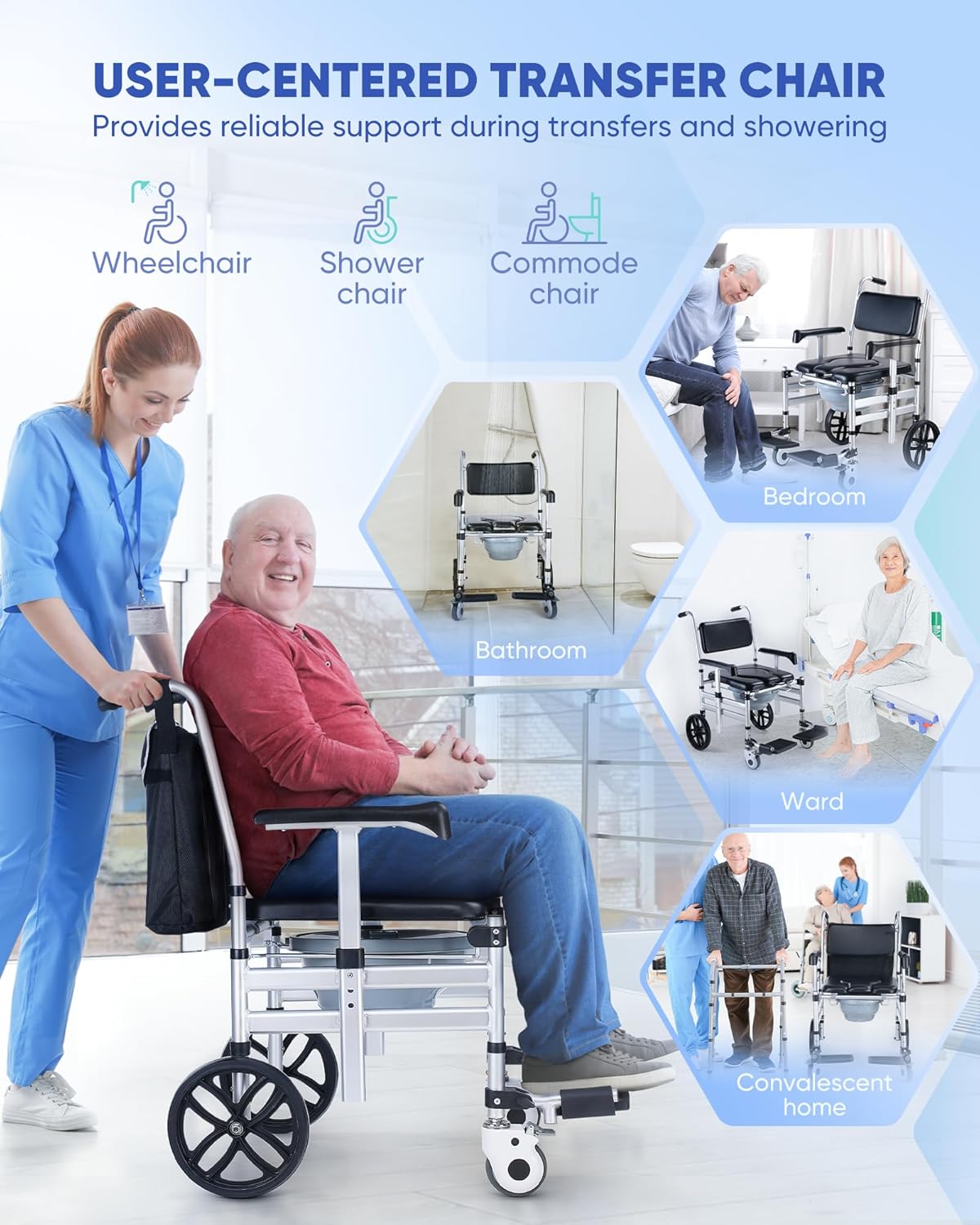 Foldable Aluminum Shower Chair with Wheels C964849