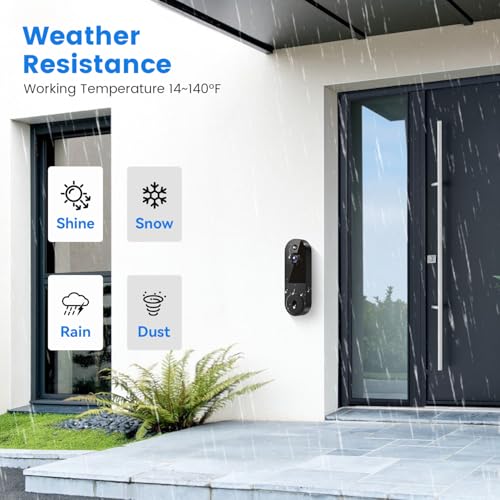 Black 1080P Wireless Video Doorbell Camera with Night Vision E974