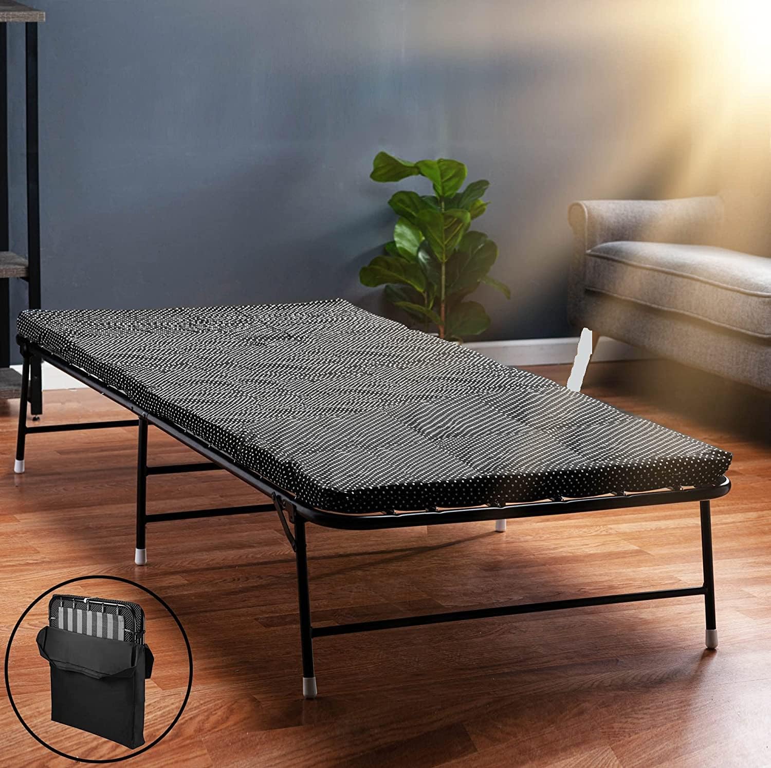 Folding Bed with Memory Foam Mattress and Carry Bag T5346