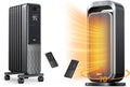 1500W Oil Filled Radiator and 15 Inch Portable Heaters Bundle with Remote Control S888
