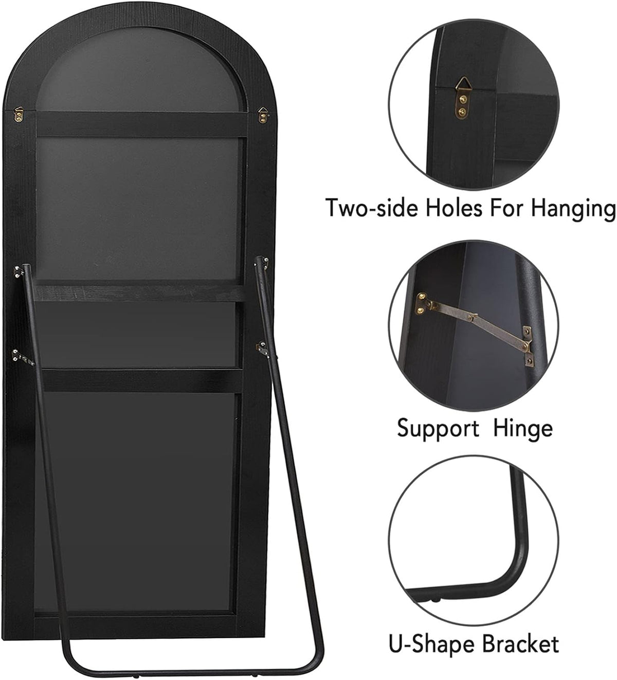 71''x31'' Black Arched Floor Mirror Y355660