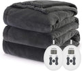 King Slate Grey Electric Heated Blanket with Dual Zone R2087
