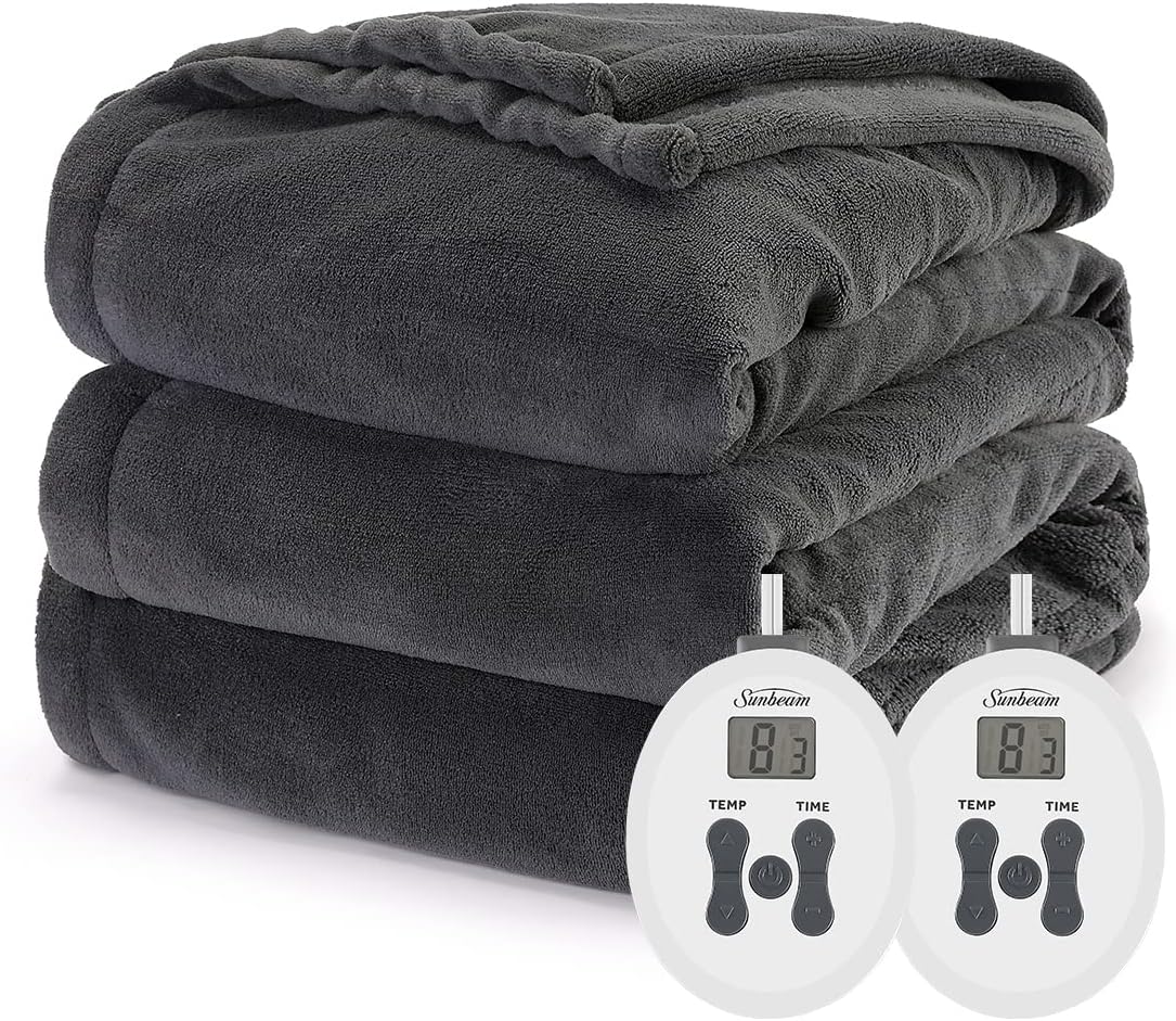 King Slate Grey Electric Heated Blanket with Dual Zone R2087