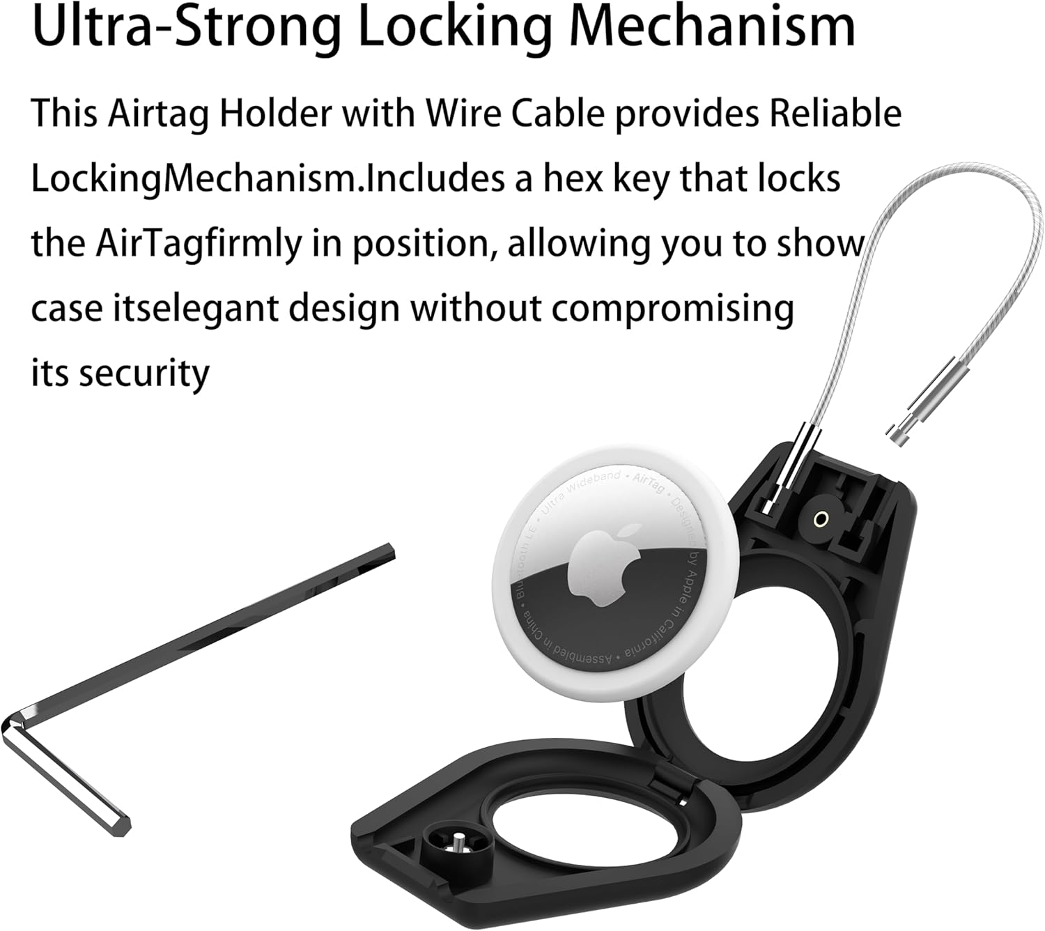 Black AirTag Holder with Keychain V6129