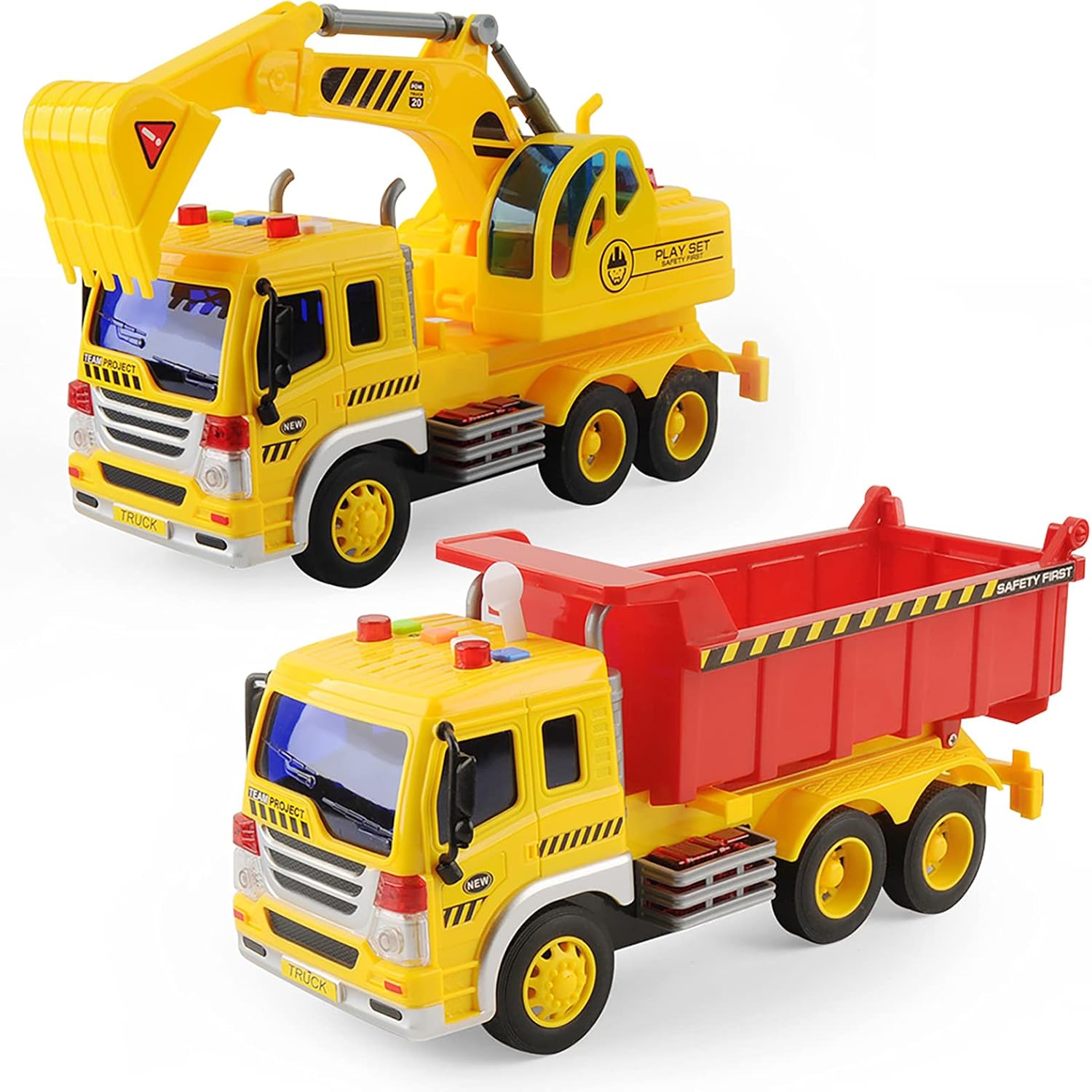 Set of 2 Excavator Dump Truck Toy V4877
