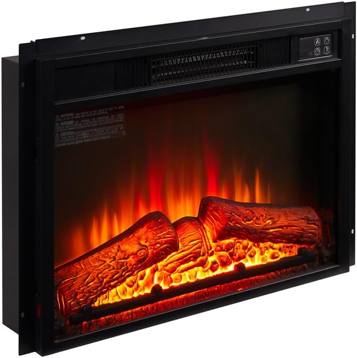 White Large Fireplace TV Stand with 23" Fireplace Insert R3581