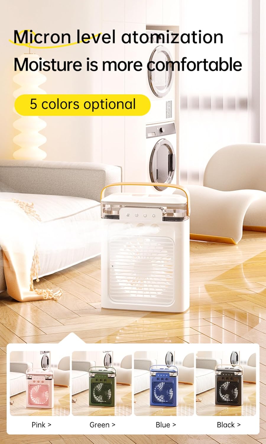 Mini Air Cooler Portable Air Conditioner Evaporative Air Cooler Cordless Desktop Cooling Fan I244254