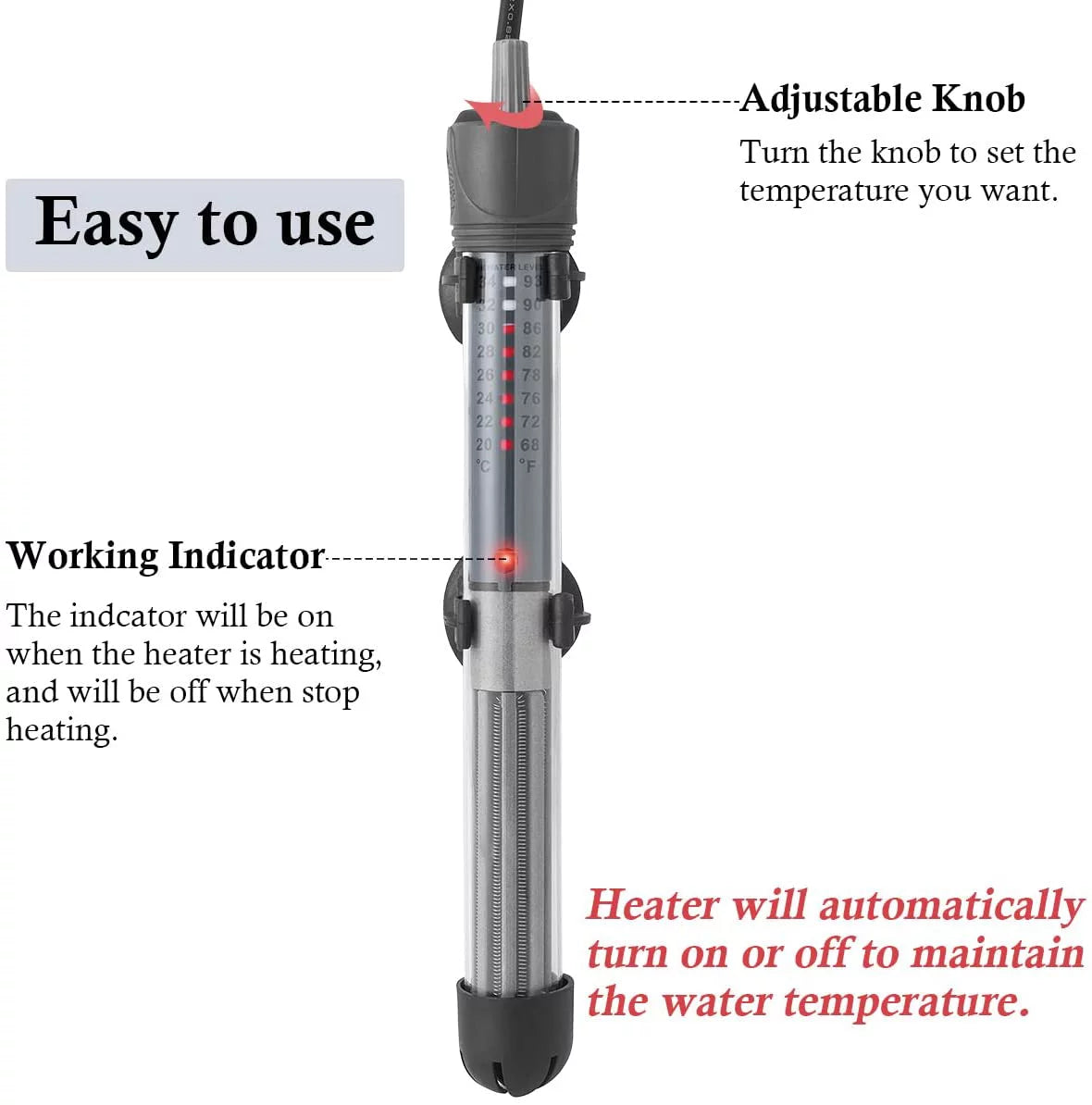 100W Adjustable Submersible Aquarium Heater V66125