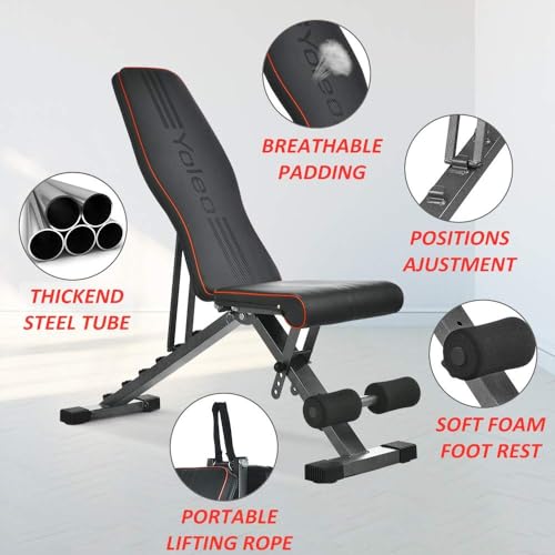 Adjustable Weight Bench, Foldable Folding Bench 330 lbs Capacity, Decline Incline Flat Y15575