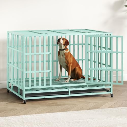 Heavy Duty Steel Dog Crate with Wheels and Removable Tray T1115