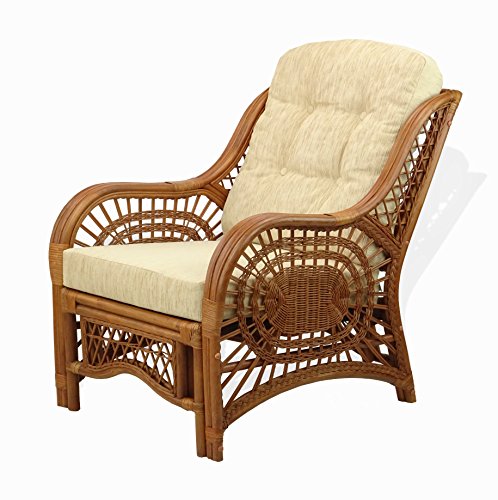Natural Rattan Wicker Armchair with Cushion G55293
