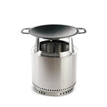 Portable Smokeless Fire Pit with Stand, Woktop & Hub, Stainless Steel/Cast Iron, 22in x 14.25in O8729