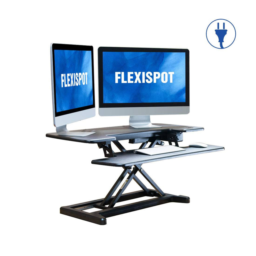 Black electric standing desk converter M477417