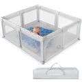 Grey 63”x47” Baby Playpen with Breathable Mesh O7313