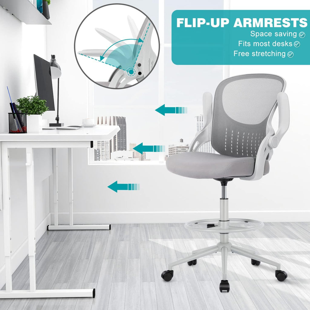 Grey Mid Back Mesh Drafting Chair X44622
