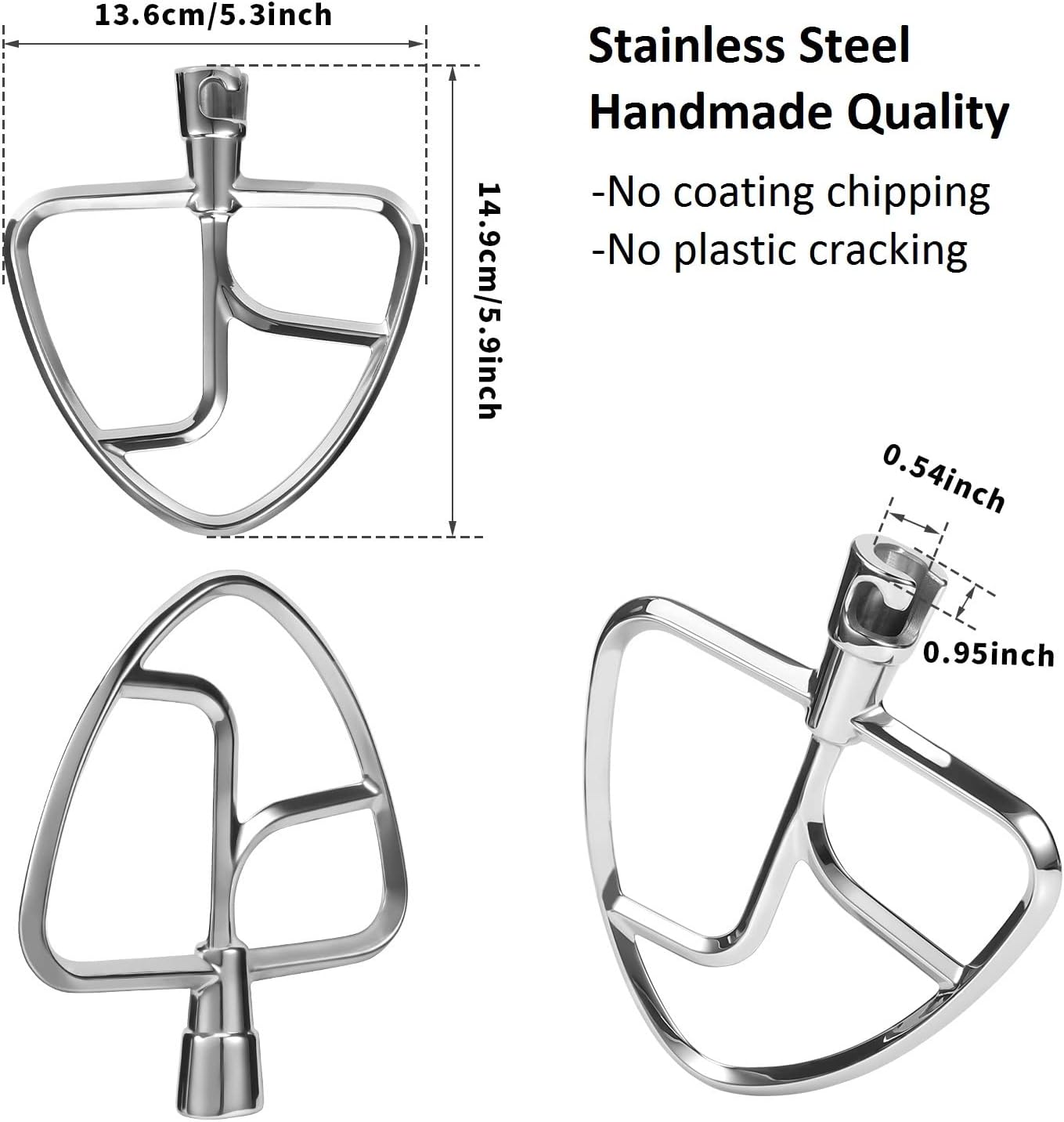 Stainless Steel Flat Beater for KitchenAid Tilt-head & 4.5-5 Qt Mixers P474